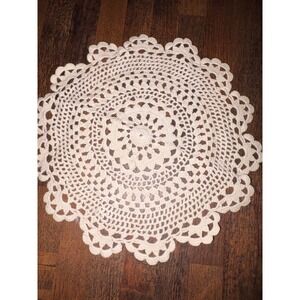 Vintage Handmade Crochet Doily Cream Cotton Round‎ Scalloped Lace 8.5 Inch